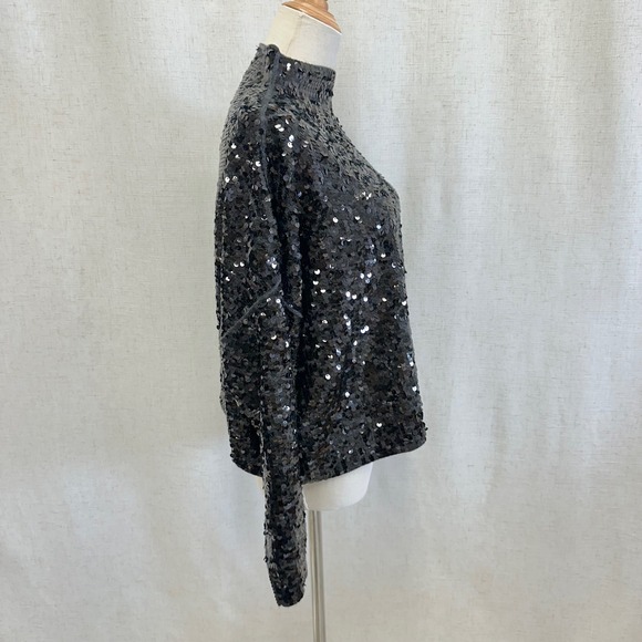 Anthropologie Pilcro Alani sequined cashmere mock-neck sweater Size Small - Picture 6 of 12